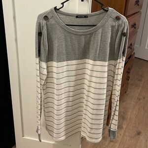 PINK CLOVER grey striped long sleeve top